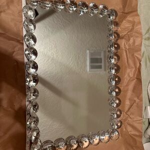 NWOT Elegant Crystal and Mirrored Tray with feet. 12X8